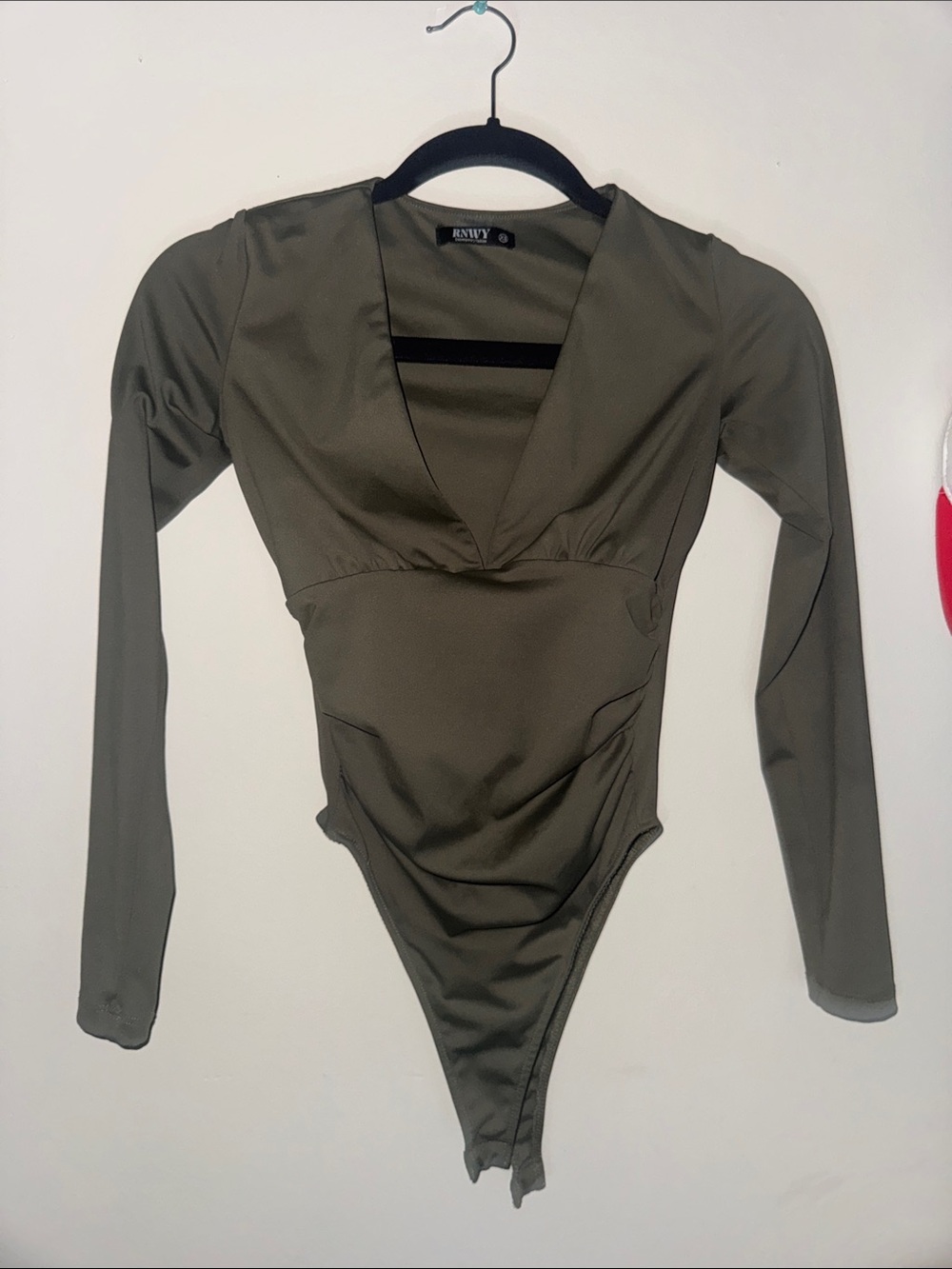 envy Olive Green V-Neck Long Sleeve Bodysuit